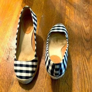 Navy Gingham Espadrille Wedges